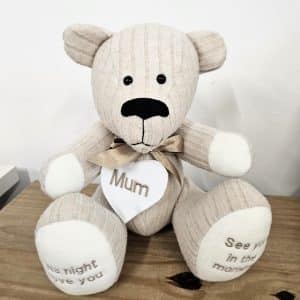Mum memory bear, made from clothes.