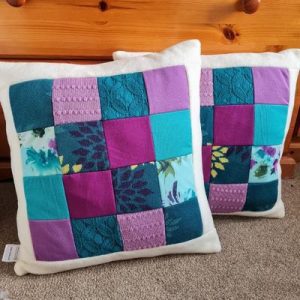 Fleece Memory Cushion - Purple Patchwork Cushion - Infinity Keepsakes