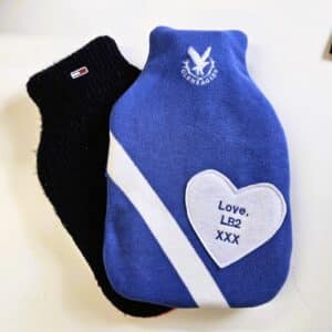Hot water bottle made from loved ones clothes