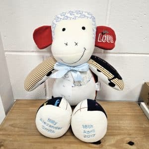Monkey Keepsake teddy made from baby clothes