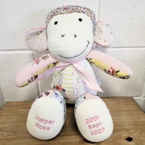 keepsake monkey, baby clothes keepsake