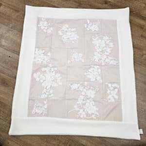 Wedding dress made into patchwork blanket