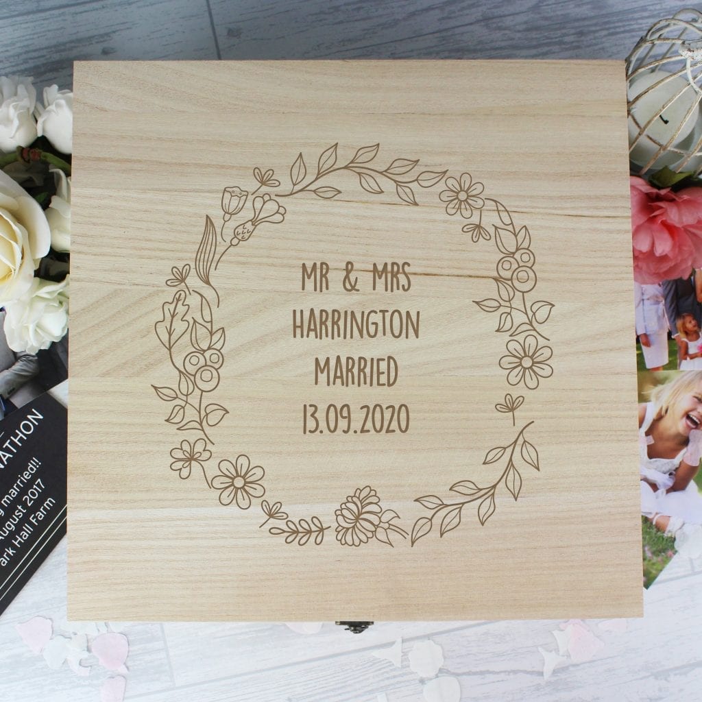 Wooden Memory Box - Flowers