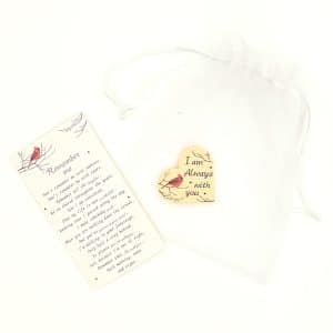 Robin Memorial Wooden Heart Keepsake with Poem