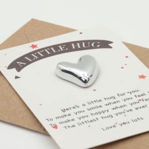 Pocket hug card with silver heart