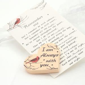 Robin Memorial Wooden Heart Keepsake with Poem