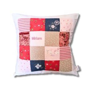 Patchwork memory cushion made from clothes