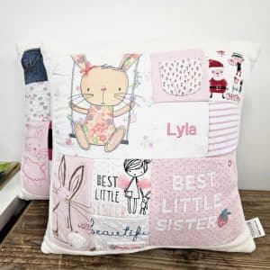 Baby clothing made into patchwork cushions
